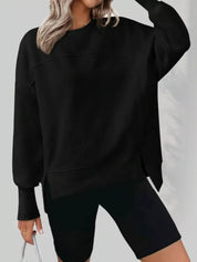 Daverri Fashions Casual Loose Side Slit Sweatshirt - DAVERRI FASHIONS