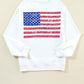 White American flag sweatshirt with textured blue stars and red stripes