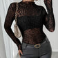 Leopard Print Mesh Long Sleeve T-Shirt - DAVERRI FASHIONS