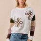 BiBi Flower Color Block Sweater - DAVERRI FASHIONS