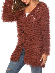 Textured Knit Button Up Cardigan | Cardigans Daverri Fashions