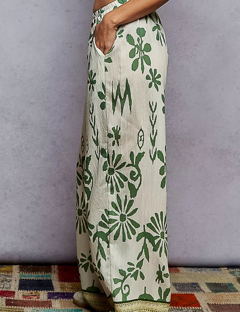 POL Floral Printed Woven Wide Leg Drawstring Pants | Pants Daverri Fashions