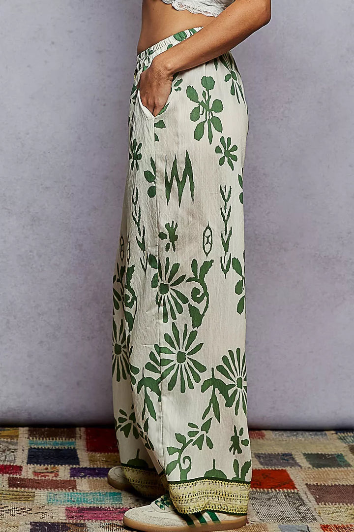 POL Floral Printed Woven Wide Leg Drawstring Pants | Pants Daverri Fashions