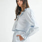 MABLE Long Sleeve Scallop Blouse and Shorts Set Outfit Sets