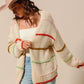 SO ME Loose Fit Multi Stripe Open Front Cardigan - DAVERRI FASHIONS