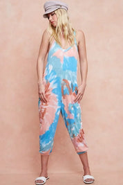 BiBi Tie Dye Knit Mid-length Casual Jumpsuit | Jumpsuits Daverri Fashions