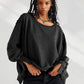 Slit Round Neck Dropped Shoulder Sweatshirt - DAVERRI FASHIONS