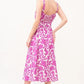 And The Why Square Neck Belted Floral Printed Midi Dress - DAVERRI FASHIONS