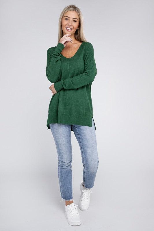 Garment Dyed Front Seam Zenana Sweater Sweaters