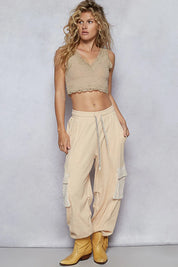 POL Drawstring Lace Pocket Patch Joggers | Joggers Daverri Fashions
