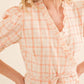 And The Why Plaid Patterned and Ruffled Wrap Blouse Top