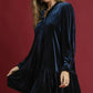 Umgee Velvet Ruffle Trim Mini Dress - DAVERRI FASHIONS