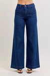 Judy Blue high-waisted retro wide-leg denim jeans with patch pockets