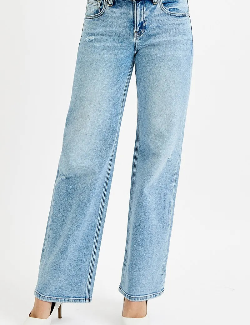RISEN Full Size Low Rise Ankle Boyfriend Distressed Jeans Plus Size | Jeans Daverri Fashions