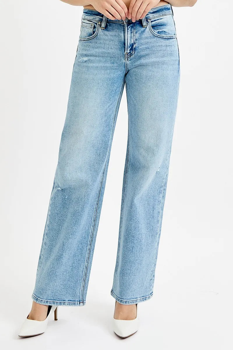 RISEN Full Size Low Rise Ankle Boyfriend Distressed Jeans Plus Size Jeans