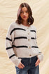 SO ME Stripe Soft Touch Button Cozy Sweater Cardigan - DAVERRI FASHIONS