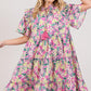 SAGE + FIG Floral Ruffle Short Sleeve Dress - DAVERRI FASHIONS