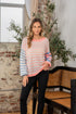 Striped Dropped Shoulder Sweater Coral,Denim Sweaters