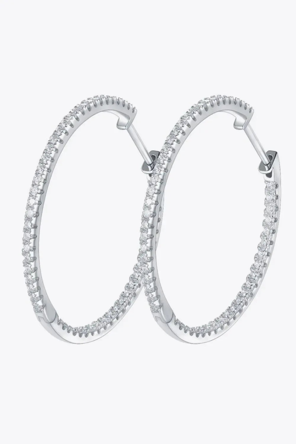 Adored Inlaid Moissanite 925 Sterling Silver Hoop Earrings - DAVERRI FASHIONS