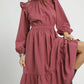 Umgee Textured Midi Dress with Ruffle Shoulder Detail DUSTY ROSE