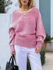 Striped Boat Neck Casual Sweater | Sweaters Daverri Fashions