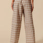 SO ME Check Plaid Wide Leg Pants with Big Patch Pockets