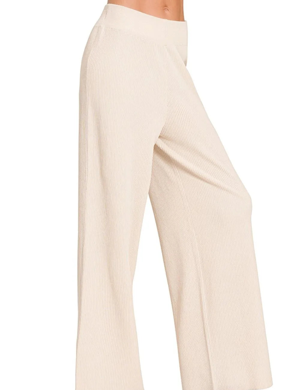SAND BEIGE Zenana Viscose Ribbed Sweater Pants | Pants Daverri Fashions