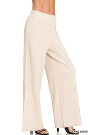 SAND BEIGE Zenana Viscose Ribbed Sweater Pants | Pants Daverri Fashions