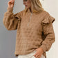 Double Take Ruffled Texture Half Zip Long Sleeve Sweatshirt - DAVERRI FASHIONS