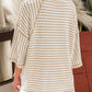 Daverri Fashions off-white beige striped textured knit loose top