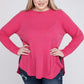 Plus Melange Baby Waffle Long Sleeve Top Plus Tops