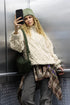 VERY J Fuzzy Fleece Half Zip Cable Pattern Sweatshirt Ecru S Sweatshirts