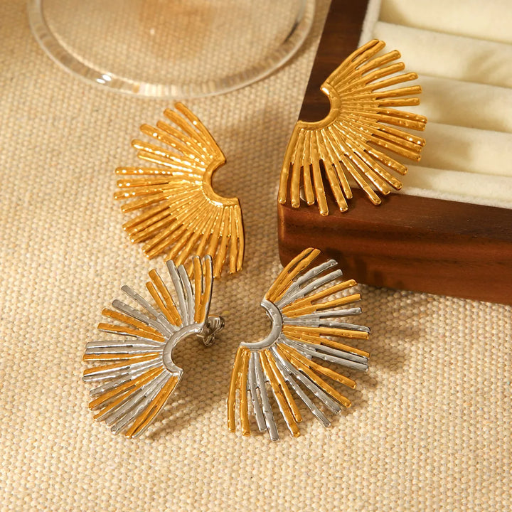 Stainless Steel Fan-Shaped Earrings | Earrings Daverri Fashions