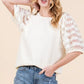 Lime 'N' Chili Full Size Lace Puff Sleeve Round Neck Top Plus Size