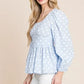 Lime 'N' Chili Polka Dot Print Balloon Sleeve Babydoll Peplum Top - DAVERRI FASHIONS