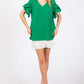 GeeGee Ruffled Short Sleeve V-Neck Blouse - DAVERRI FASHIONS