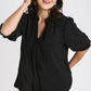 Umgee Full Size Split Neck Boxy Cut Top with Piping Details Tops