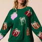BiBi Sequin Christmas Gift Box Embroideries Pullover - DAVERRI FASHIONS