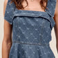 SO ME A Line Fit and Flare Diamond Bow Ribbon Denim Dres - DAVERRI FASHIONS