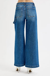 RISEN Full Size High Rise Wide Leg Patch Detailed Jeans Plus Size | Jeans Daverri Fashions