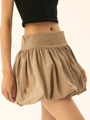 Ruched Bubble Hem Mini Skirt | Skirts Daverri Fashions