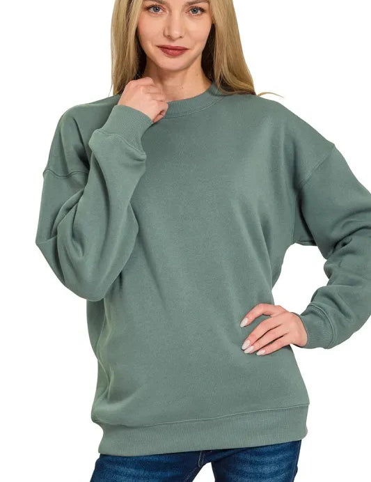ASH JADE S Zenana Fleece Round Neck Sweatshirts | Sweatshirts Daverri Fashions