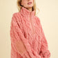 VERY J Fuzzy Fleece Half Zip Cable Pattern Sweatshirt Sweatshirts
