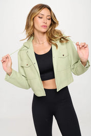 Coalition LA Snap Down Cropped Hooded Jacket | Jackets Daverri Fashions