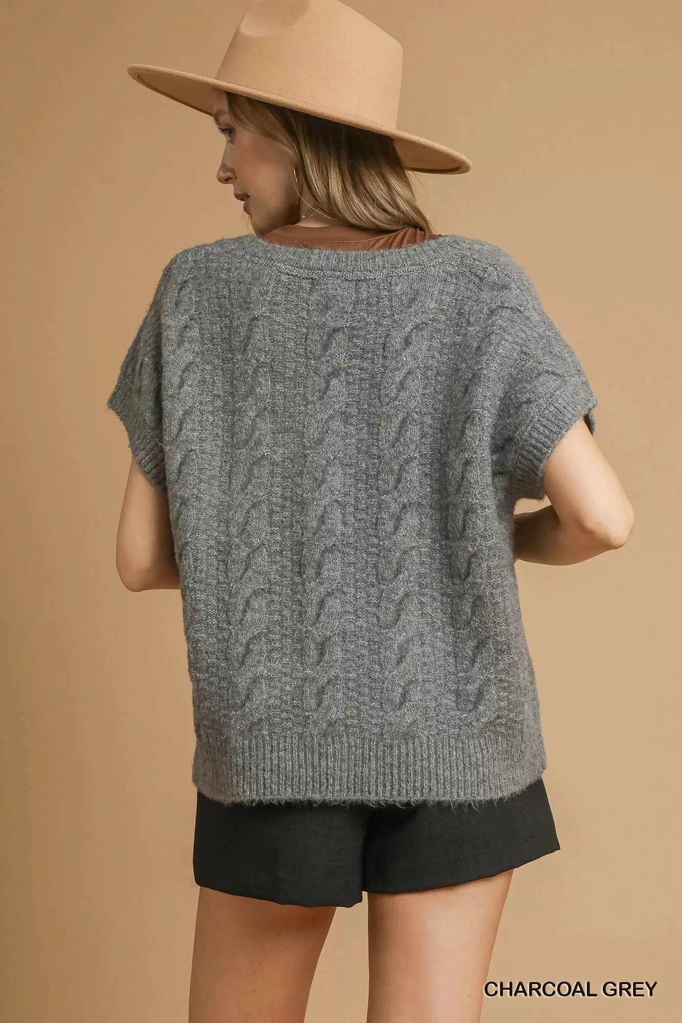 Umgee Cable-Knit V-Neck Sweater | Sweaters Daverri Fashions
