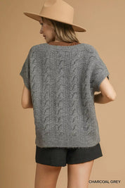 Umgee Cable-Knit V-Neck Sweater | Sweaters Daverri Fashions