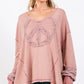 SAGE + FIG Peace Sign Mineral Wash Terry Top - DAVERRI FASHIONS