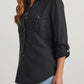 Collared Neck Roll-Tab Sleeve Denim Top - DAVERRI FASHIONS