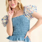 And The Why Embellishment Sleeve Smocked Top - DAVERRI FASHIONS