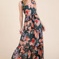 Lime 'N' Chili Floral Print Sleeveless Tie Waist Maxi Dress - DAVERRI FASHIONS
